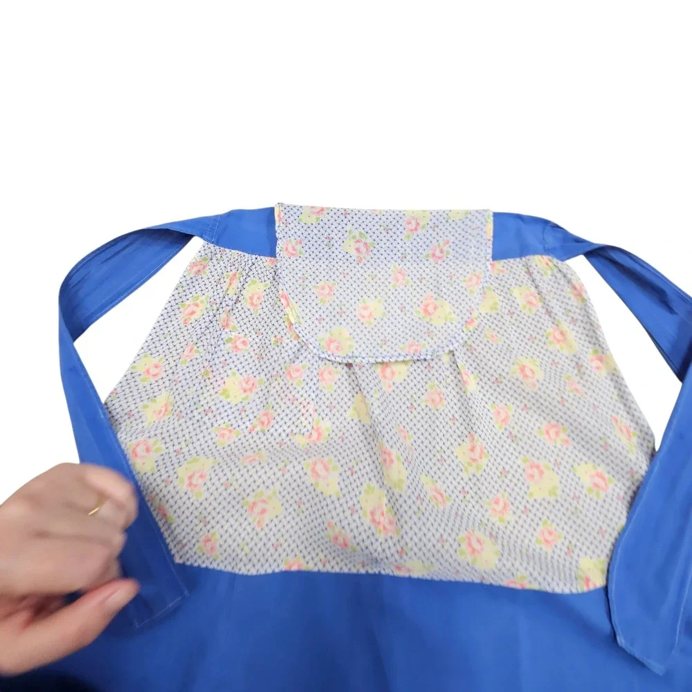 Vintage Blue Floral Apron Cottagecore Kitchen Cooking Baking Retro‎